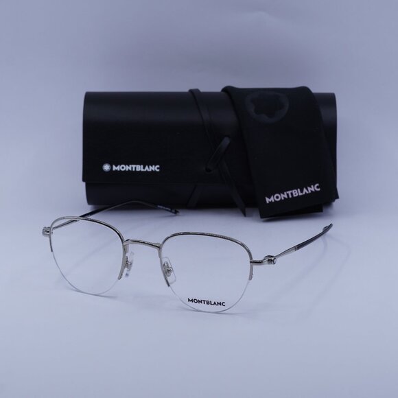 Montblanc MB0129O 001 Geometric Eyeglasses 49mm – Silver - Picture 1 of 10